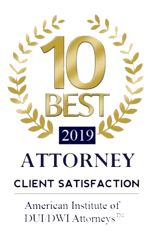An awards of top 10 to attorney from America Institute of DU DWI Attorneys